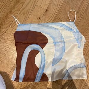 Peppermayo Brown and Blue Abstract Top
